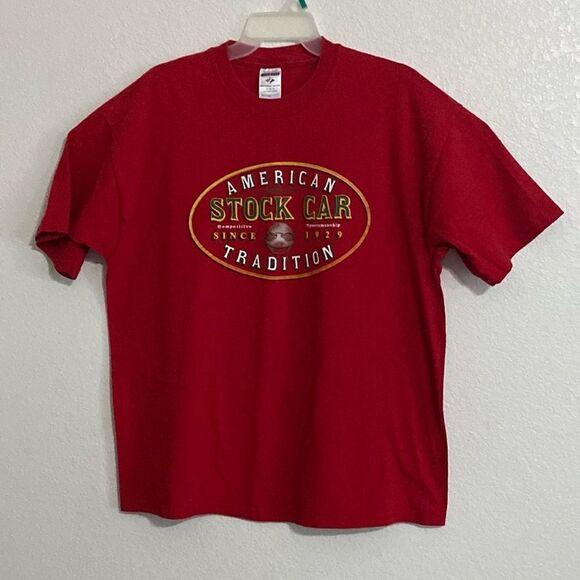JERZEES Men’s American Tradition Stock Car Red T Shirt Size XL - Picture 1 of 4